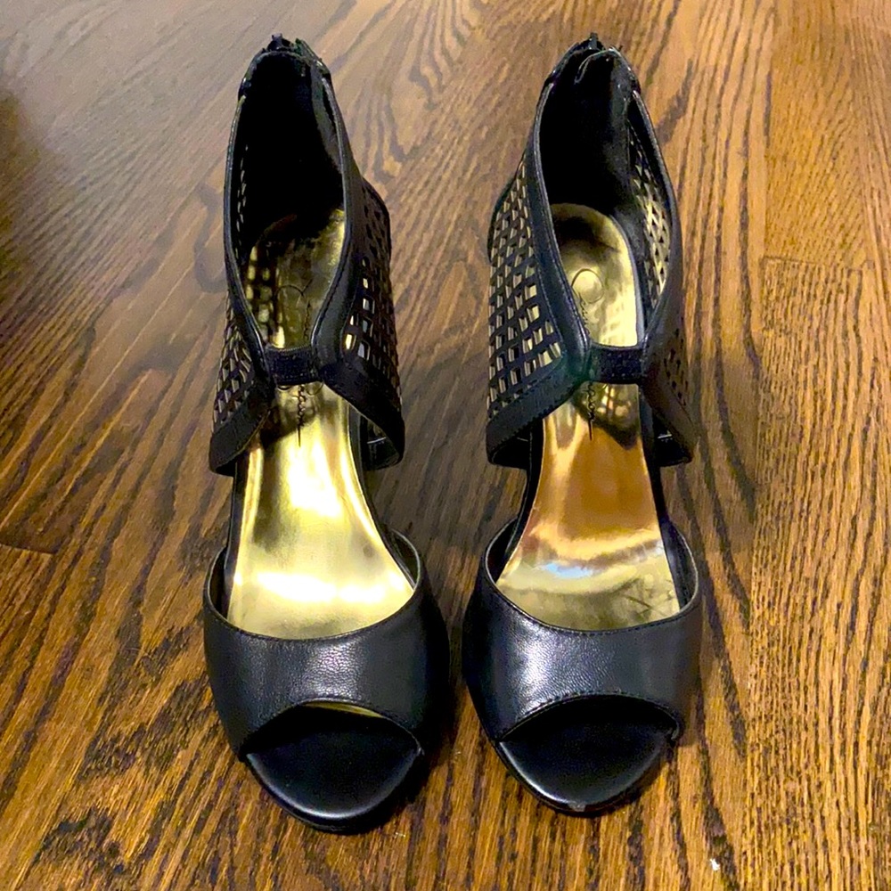 Jessica Simpson Black Open Toe High Heel Size 6